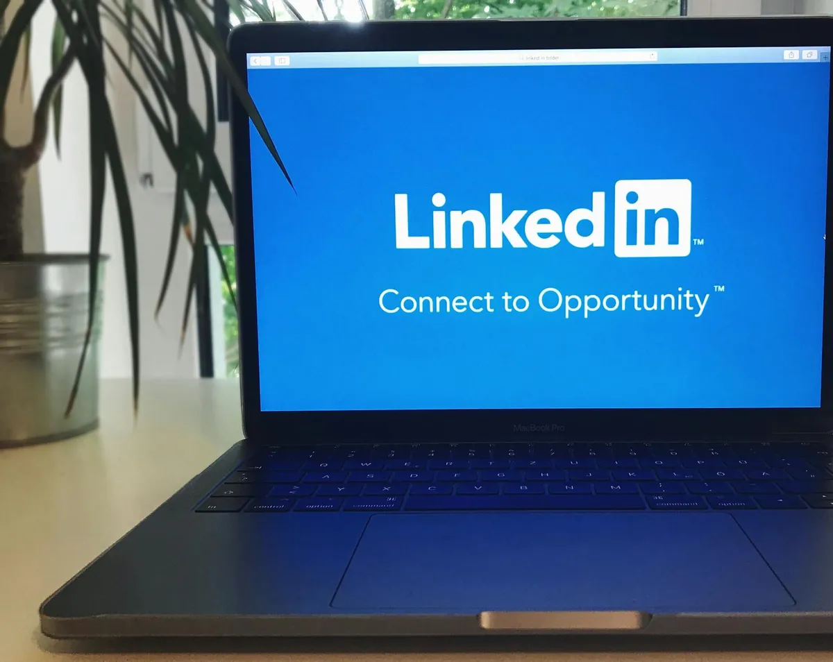 LinkedIn message notification on laptop screen