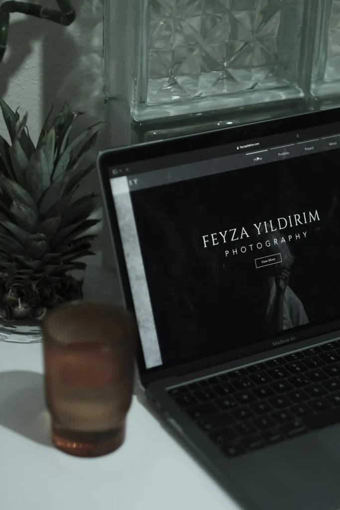 portfolio website mockup on laptop screen