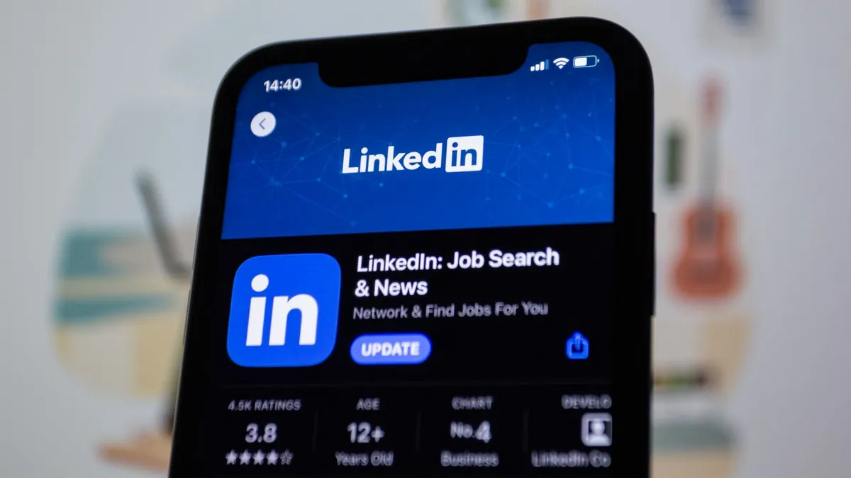 LinkedIn app on smartphone messaging interface