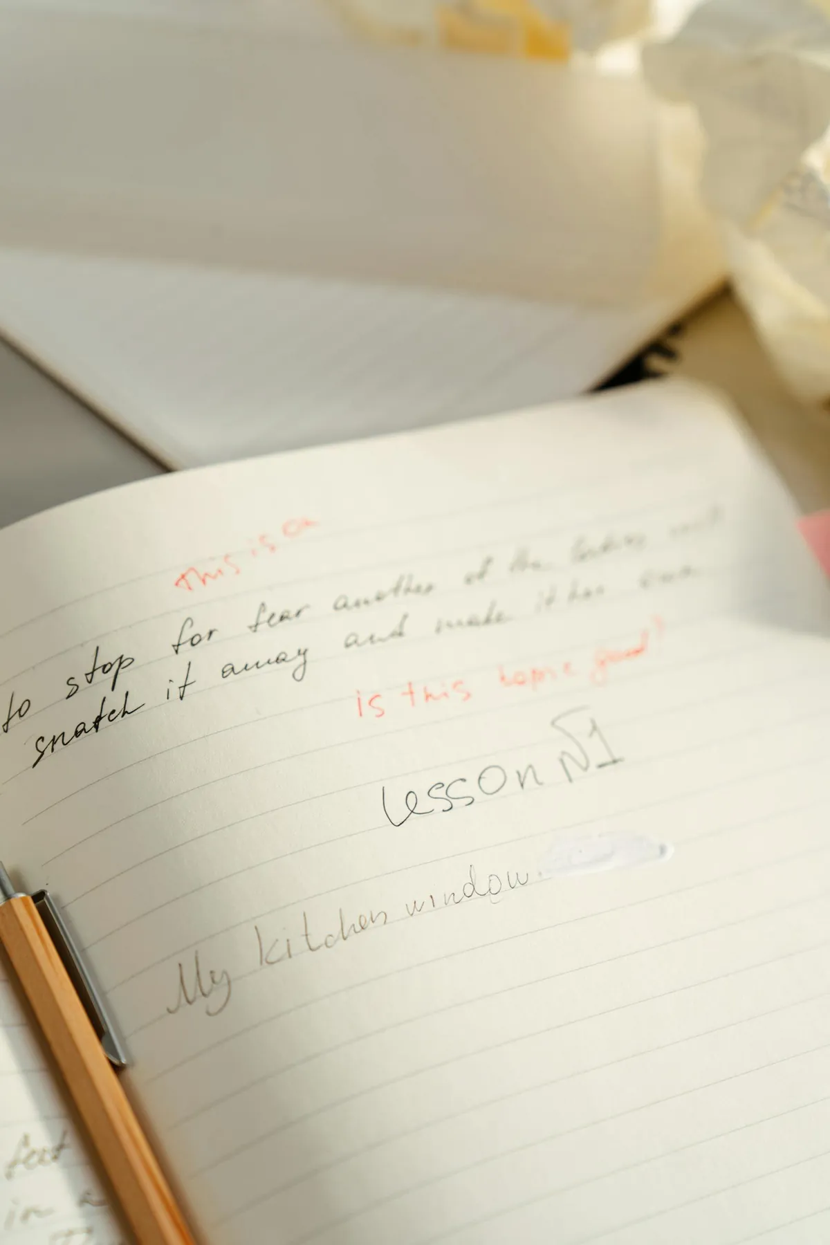 written notes notebook