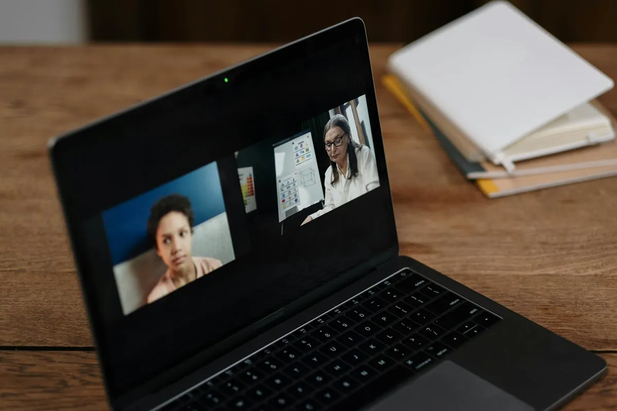online learning laptop coffee